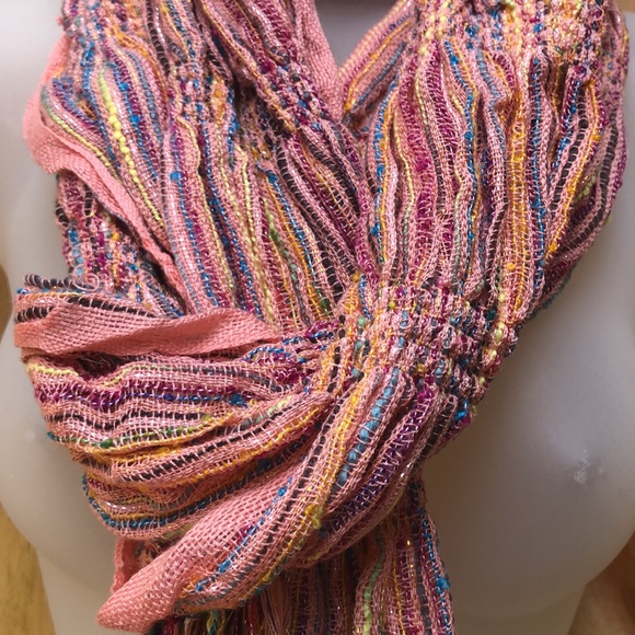 Charming Charlie Handwoven Multicolor Oblong Fringe Scarf - Picture 2 of 7